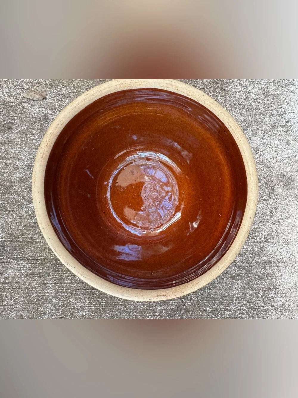Brown Glazed Ceramic Bowl with Natural Rim